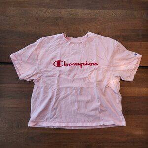 Champion Pink T-Shirt with Red Logo